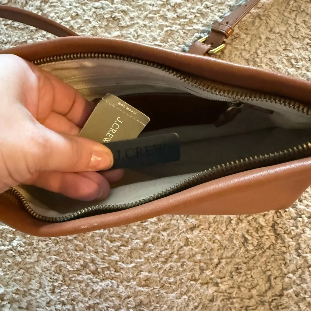 J. Crew Tan Leather Crossbody Bag - Picture 3 of 7